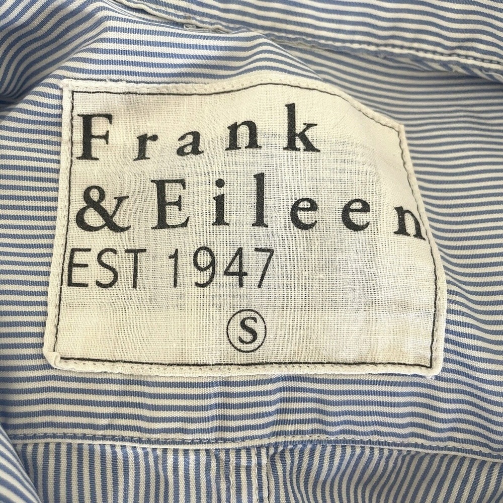 Frank & Eileen Striped Blue White Cotton Long Sleeve Button Down Shirt Size S - Picture 7 of 9